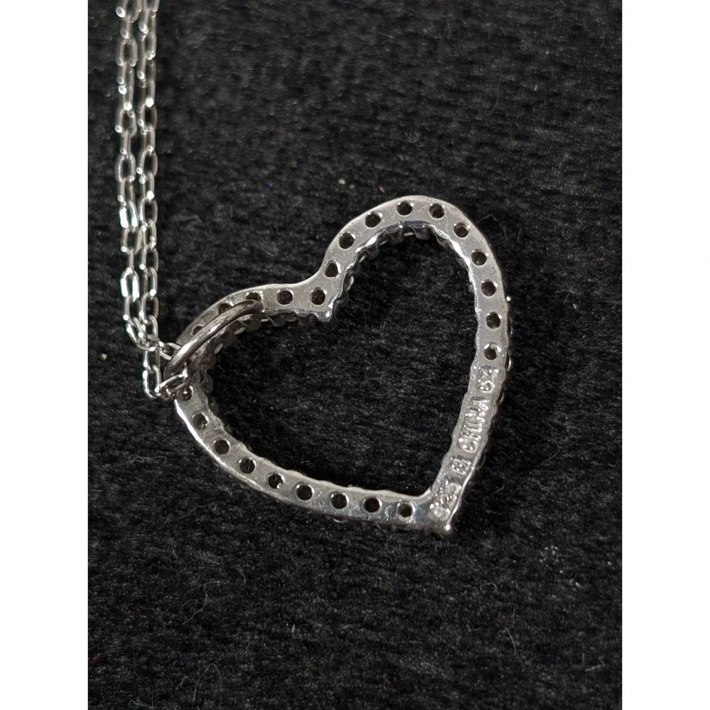 Ross Simons Sterling‎ Silver 925 CZ Open Heart Necklace 20 inch